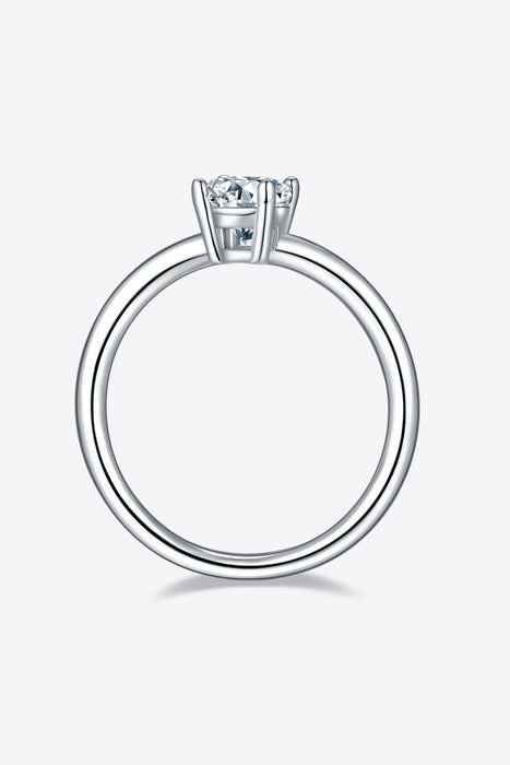 Sophisticated 1 Carat Moissanite Sterling Silver Solitaire Ring with Platinum-Plating