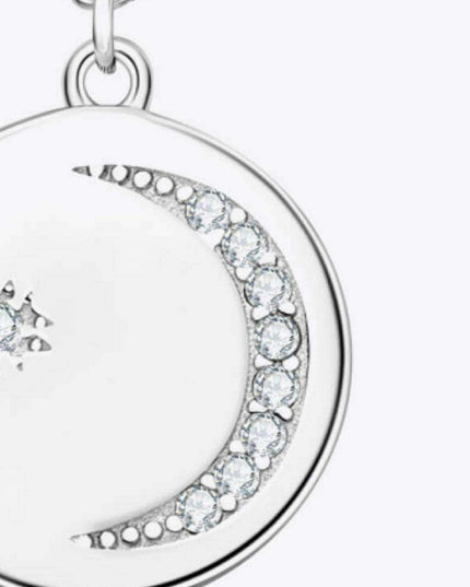 Sophisticated Platinum-Plated Silver Floral Necklace with Lab-Created Diamond Pendant