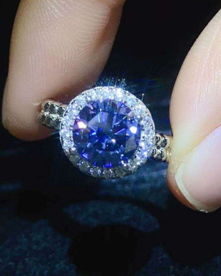 Modern Elegance Moissanite and Sterling Silver Geometric Ring Set