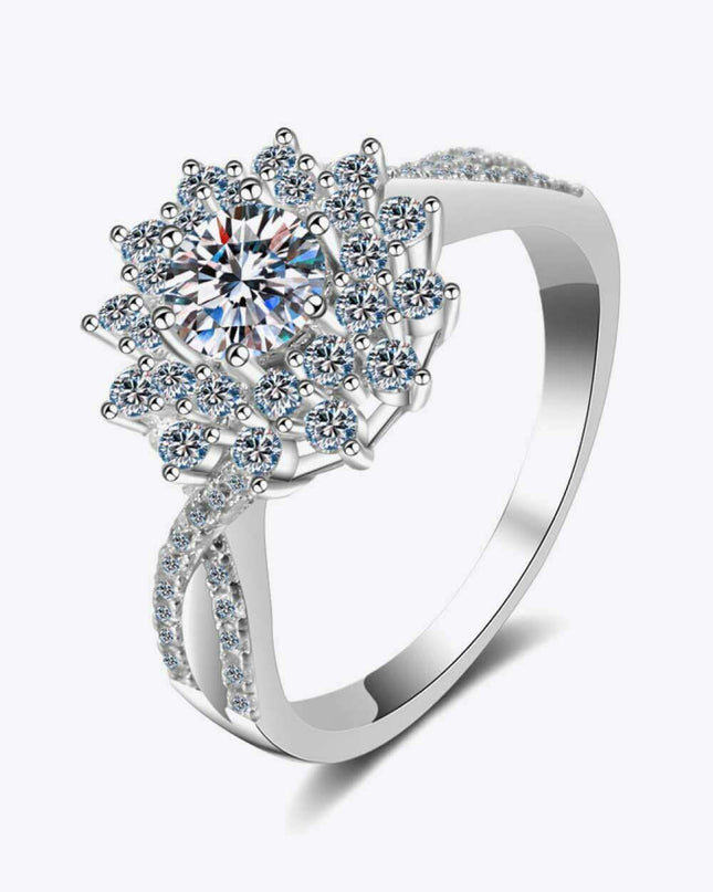 Eco-Chic Floral Lab-Diamond Split Shank Ring