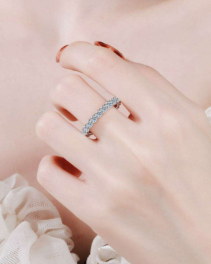 Chic Rhodium-Plated Silver Ring with 2.2 Carat Lab-Created Diamond