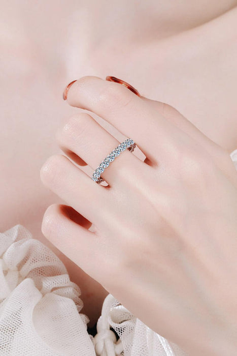 Elegant Moissanite Silver Ring with Rhodium Plating