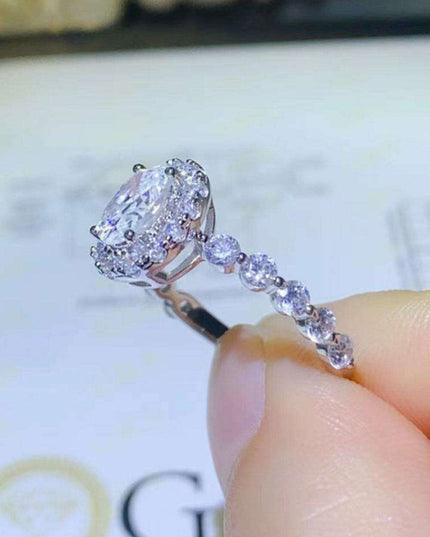 Radiant Halo 1 Carat Lab-Diamond Sterling Silver Ring - A Classic Touch of Luxury