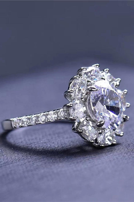 Captivating 2 Carat Lab Grown Diamond Floral Ring in 925 Sterling Silver