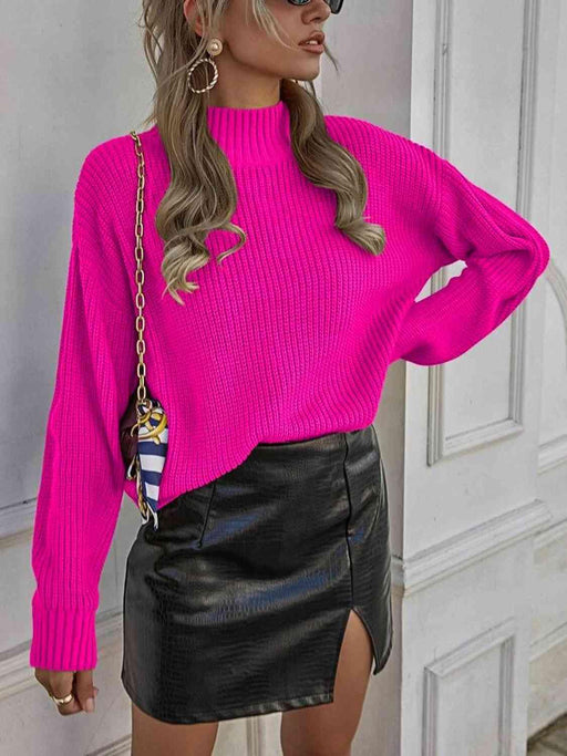 Cozy Acrylic Knit Drop-Shoulder Sweater