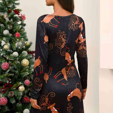 Elegant Sheer Long Sleeve Festive Dress - Must-Have Holiday Attire