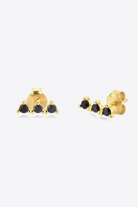 Luxurious 925 Sterling Silver Earrings with 18K Gold-Plated Zircon Gemstones