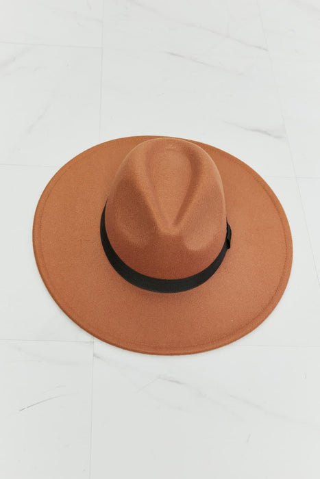 Sophisticated Tan Fedora with Black Ribbon Accent