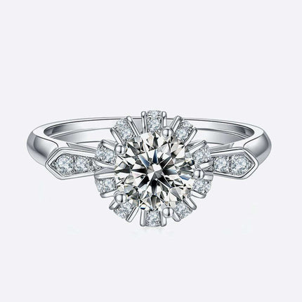 Luxe Elegance 1 Carat Lab-Diamond Sterling Silver Ring - Graceful Collection