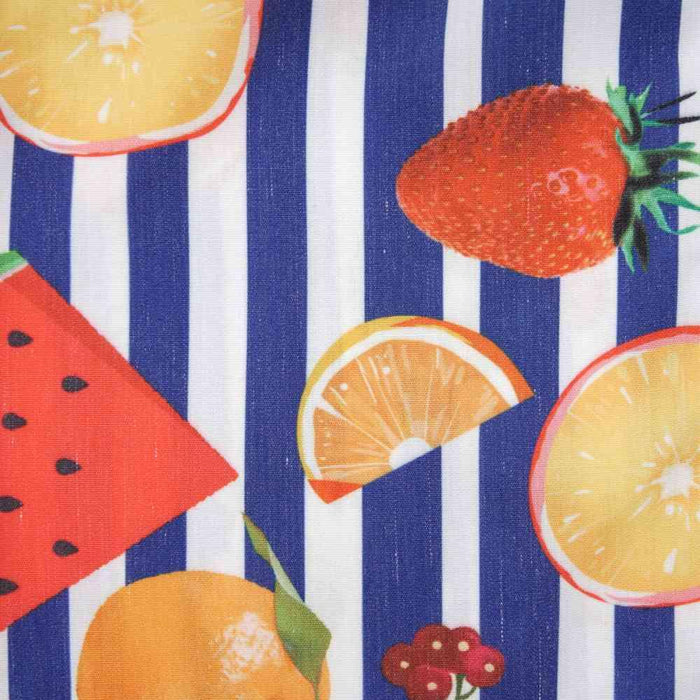 Fruity Striped Sleeveless Collared Blouse