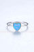 Opal Heart Sterling Silver Ring - Exquisite Dual Plated Gem for Effortless Elegance