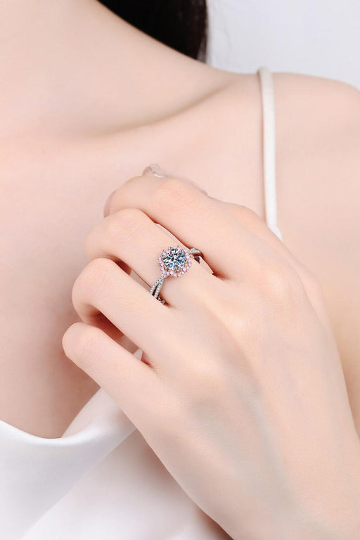 Elegant Floral Moissanite Crisscross Ring with Lab-Diamond Detail