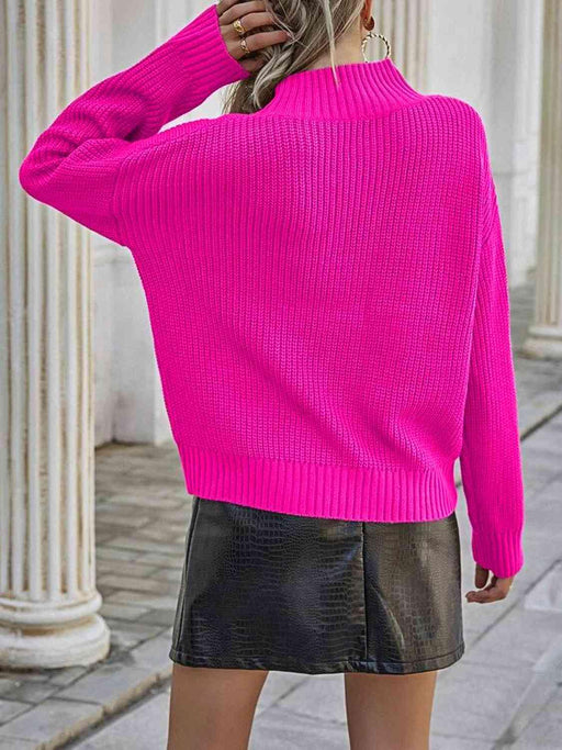Cozy Acrylic Knit Drop-Shoulder Sweater