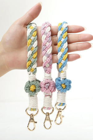 Floral Braided Wristlet Key Chain-Trendsi-Gum Leaf-One Size-Très Elite