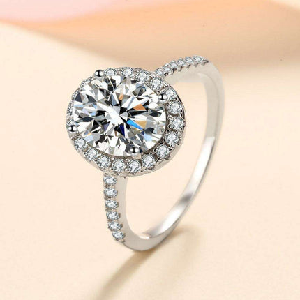 Contemporary Sterling Silver Lab-Grown Diamond Ring with Zircon Accents - A Touch of Elegance