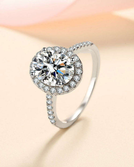 Contemporary Sterling Silver Lab-Grown Diamond Ring with Zircon Accents - A Touch of Elegance