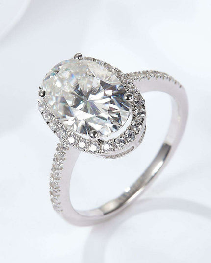 Luxurious 4.5 Carat Lab-Diamond Halo Sterling Silver Ring Set with Gift Box