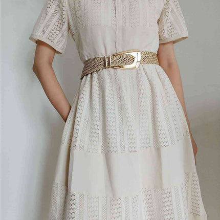 Asymmetrical Clasp Woven Waist Belt for Effortless Chic Style