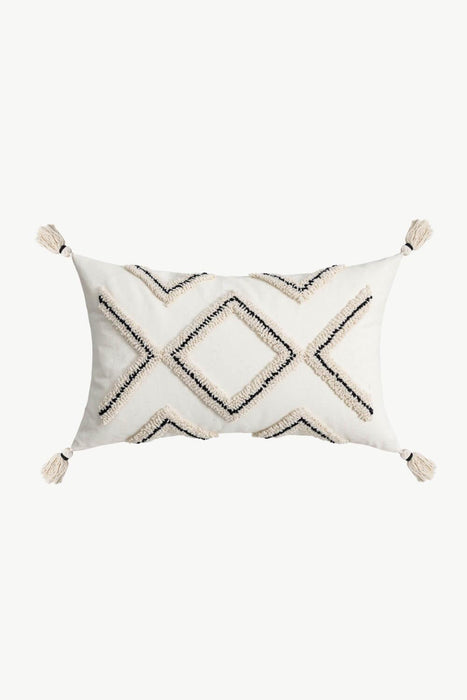 Embroidered Geometric Throw Pillow Cover with Zip Closure