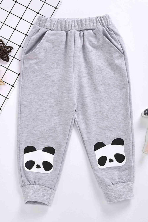 Panda Print Kids Joggers with Handy Pockets