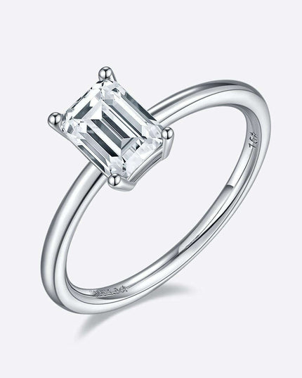 Elegant 1 Carat Platinum-Plated Lab-Diamond Sterling Silver Ring