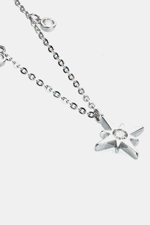 Moissanite North Star Pendant 925 Sterling Silver Necklace-Trendsi-Gold-One Size-Très Elite