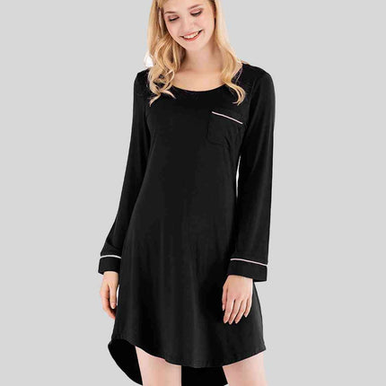Cozy Sheer Night Dress with Round Neck
