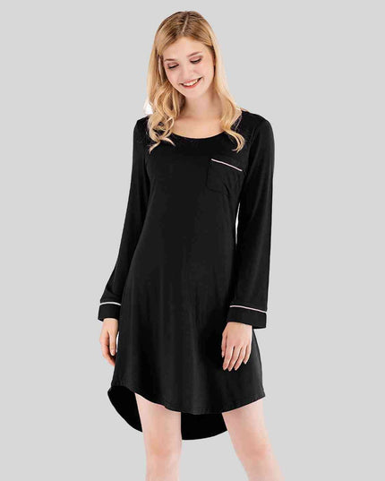 Cozy Sheer Night Dress with Round Neck