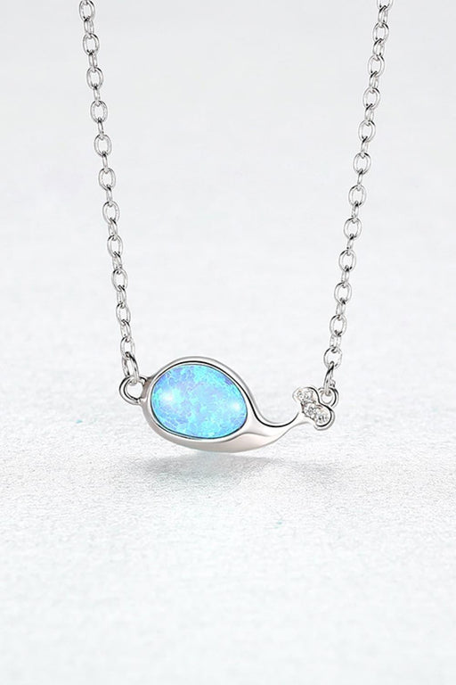 Opal Dolphin Necklace: Sterling Silver & Platinum-Plated Luxury