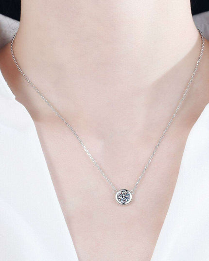 Radiant Moissanite Round Pendant Necklace Crafted in Sterling Silver