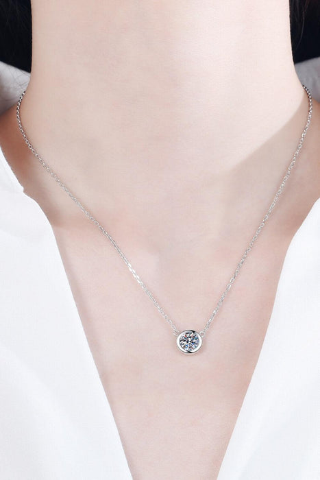 Radiant Moissanite Round Pendant Necklace Crafted in 925 Sterling Silver