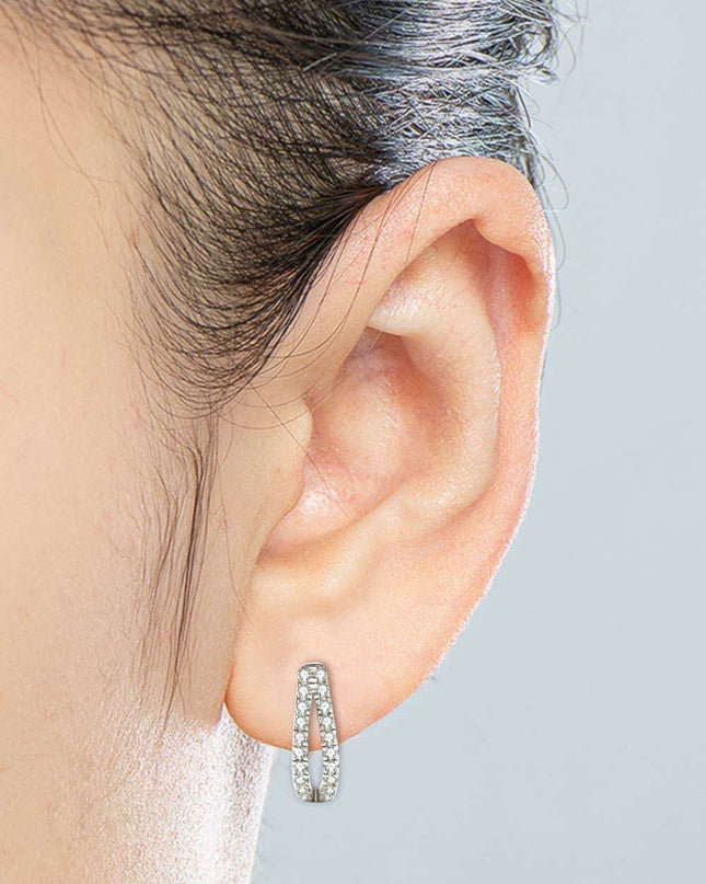 Radiant Elegance: Sterling Silver Lab-Grown Diamond Earrings in Luxurious Presentation Box