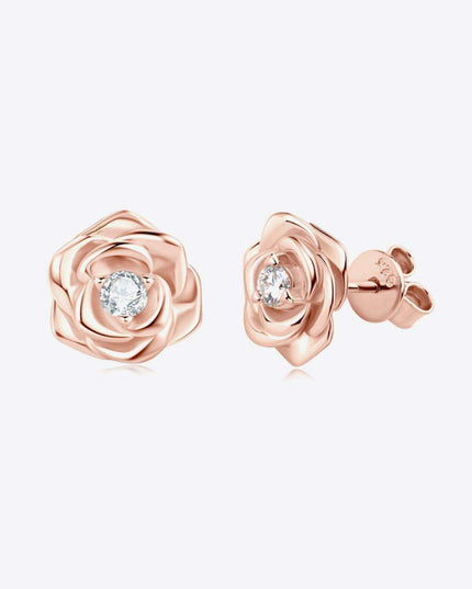 Floral Elegance: Lab-Grown Diamond Sterling Silver Earrings