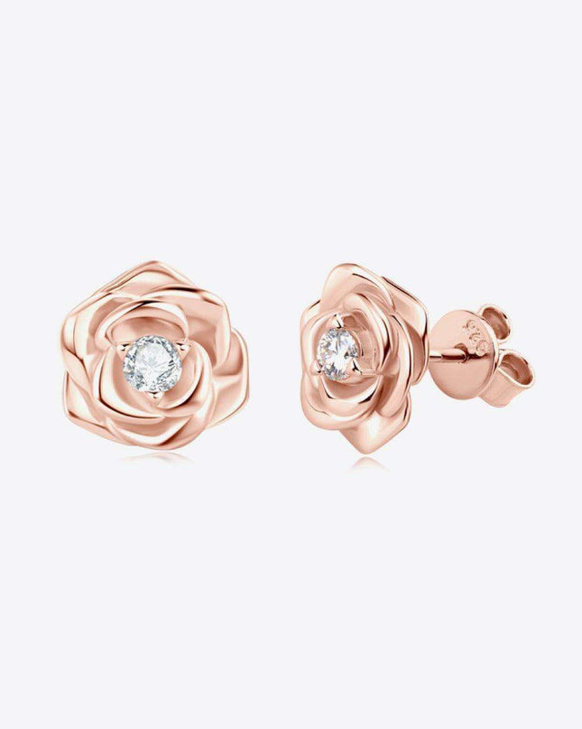 Floral Elegance: Lab-Grown Diamond Sterling Silver Earrings