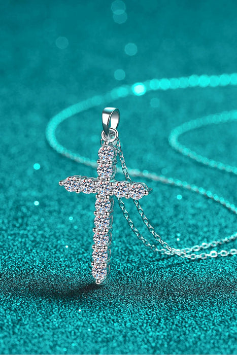 Sterling Silver Cross Necklace with Lab Grown Diamond & Rhodium Finish - An Elegant Symbol of Grace