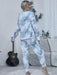 Trendy Tie-Dye Lounge Set with Round Neck Top and Drawstring Pants