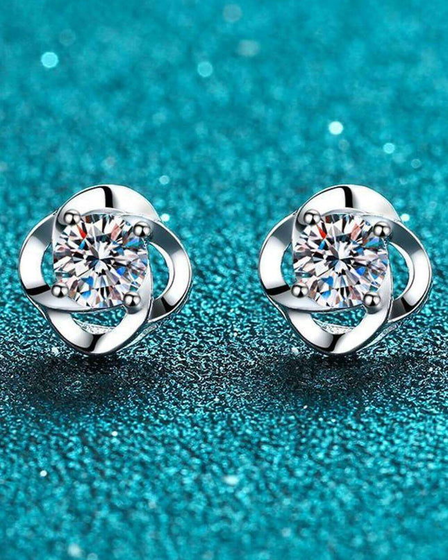 Chic Sterling Silver Earrings with Lab-Created Diamonds