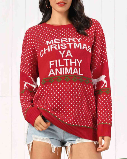 Joyful Holiday Knit Sweater
