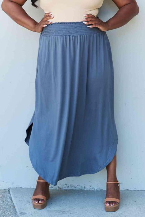 Elegant Dusty Blue High Waist Maxi Skirt - Chic Comfort and Versatility
