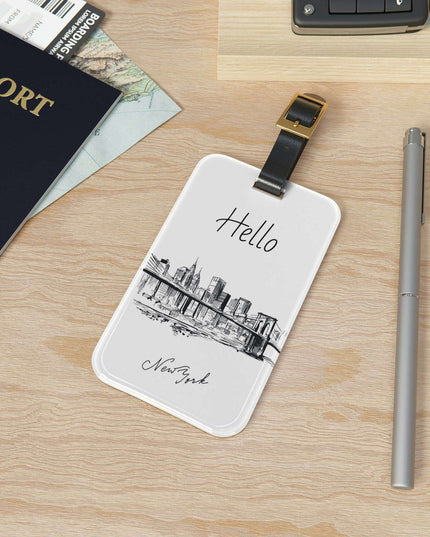 Elegant Customizable Acrylic Luggage Tag Duo with Premium Leather Straps