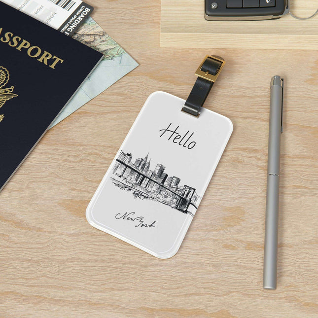 Elegant Customizable Acrylic Luggage Tag Duo with Premium Leather Straps