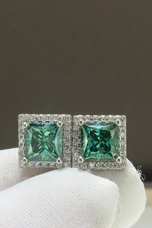 Square Moissanite Stud Earrings with Luxe Geometric Design