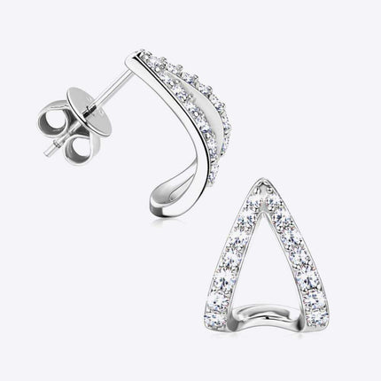 Chic Sterling Silver Earrings with Lab-Diamonds and Gold-Platinum Highlights