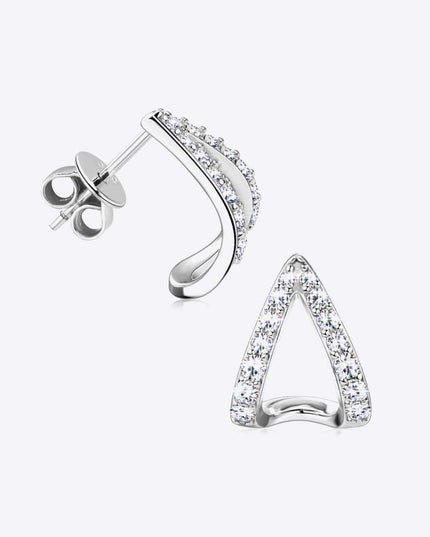 Chic Sterling Silver Earrings with Lab-Diamonds and Gold-Platinum Highlights