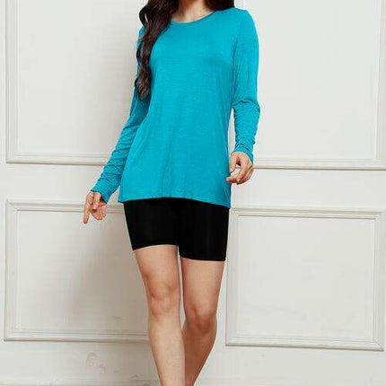 Chic Plus Size Long Sleeve Round Neck Polyester Blouse