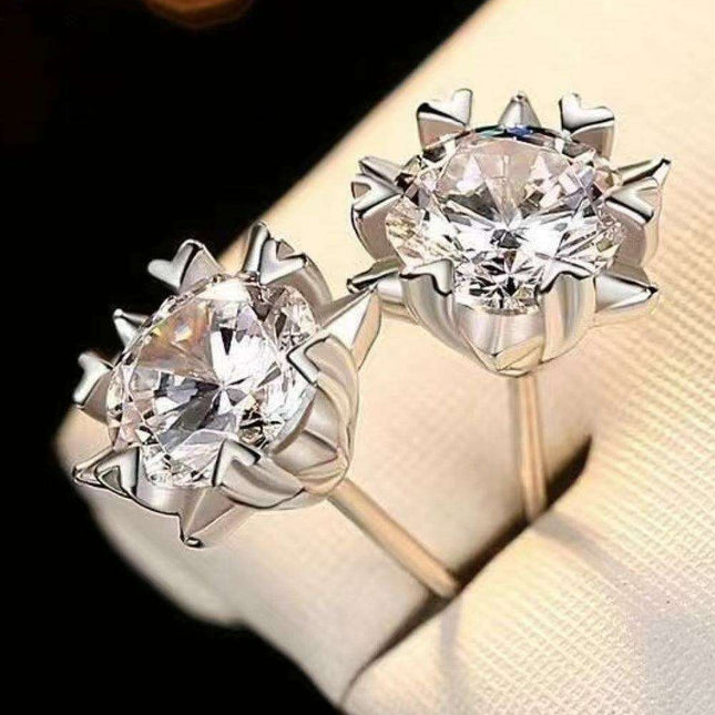 Radiant 4 Carat Moissanite Stud Earrings in Sterling Silver