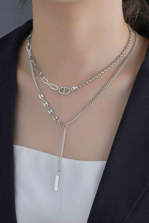 Elegant Dual Stainless Steel Necklace Set with Adjustable Chain Lengths