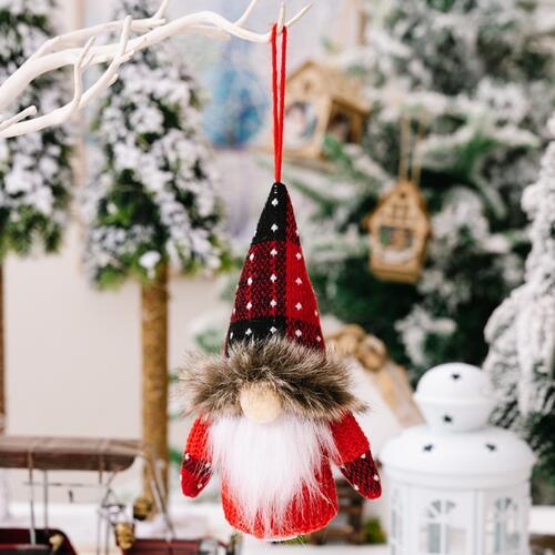 Festive Plaid Faceless Doll Hanging Decorations - Duo Pack