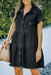 Frayed Hem Denim Mini Dress with Button-Up Front