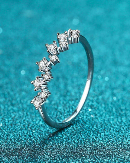 Elegant Moissanite Half-Eternity Band in Sterling Silver with Rhodium Finish